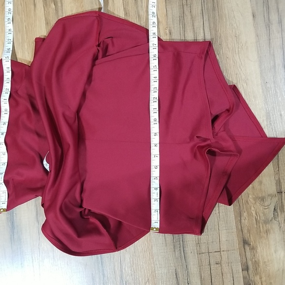 Red Burgandy Halter Neck High Waist Bootie Short Dress w/ Cut Out Back - Picture 12 of 13